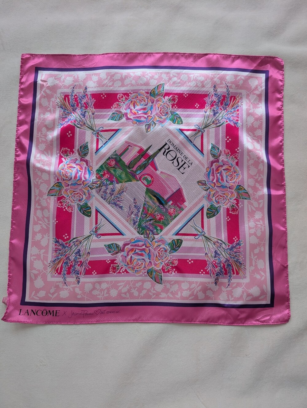 Lancôme x Jasmin Pannu Square Scarf Pink Floral 20.25" x 20.25"